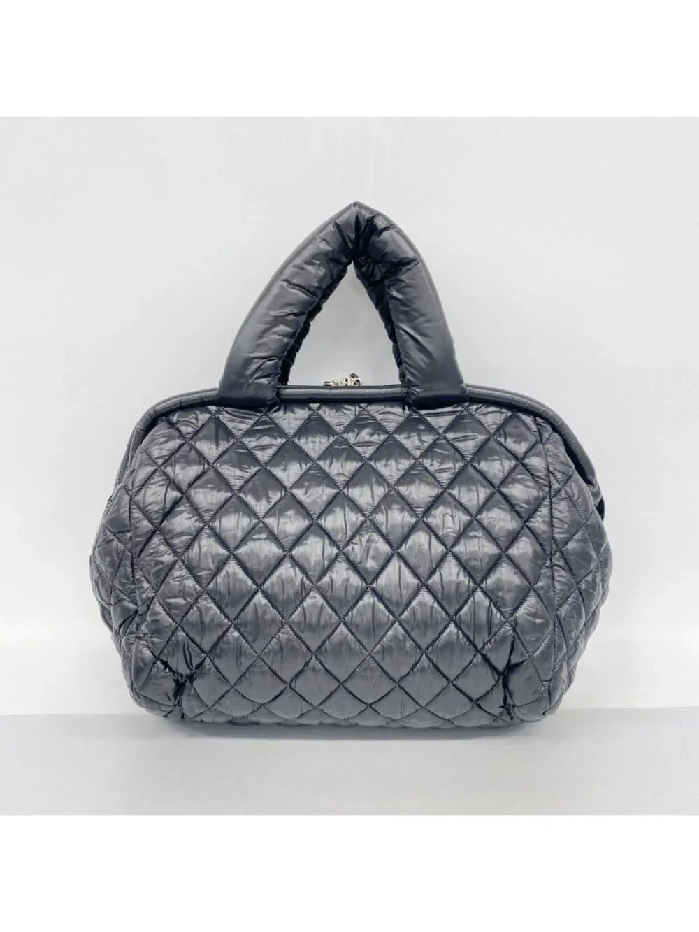 Chanel Handbag Coco Cocoon Nylon Black Silver